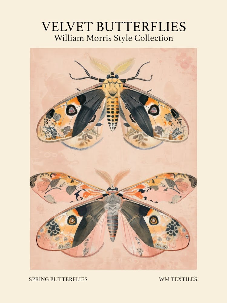 Velvet Butterflies Collection Spring Butterflies William Morris Style 8