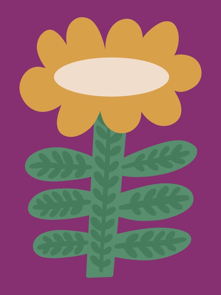 Flower Art Modern Organic Naïf Purple