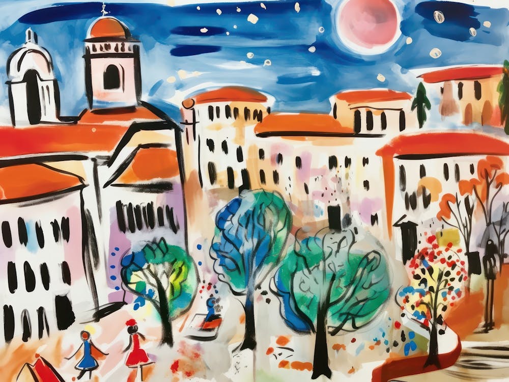 Bergamo Italy Cute Watercolour Illustration 4