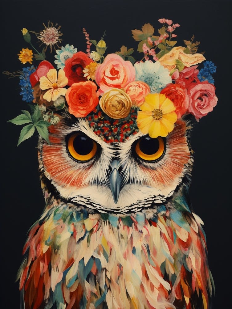 Bird With A Flower Crown Owl 4
