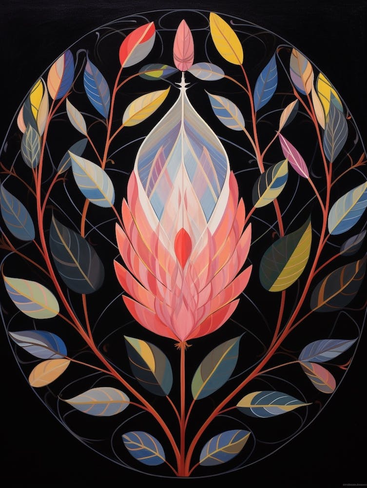 Protea 2 Hilma Af Klint Inspired Flower Illustration