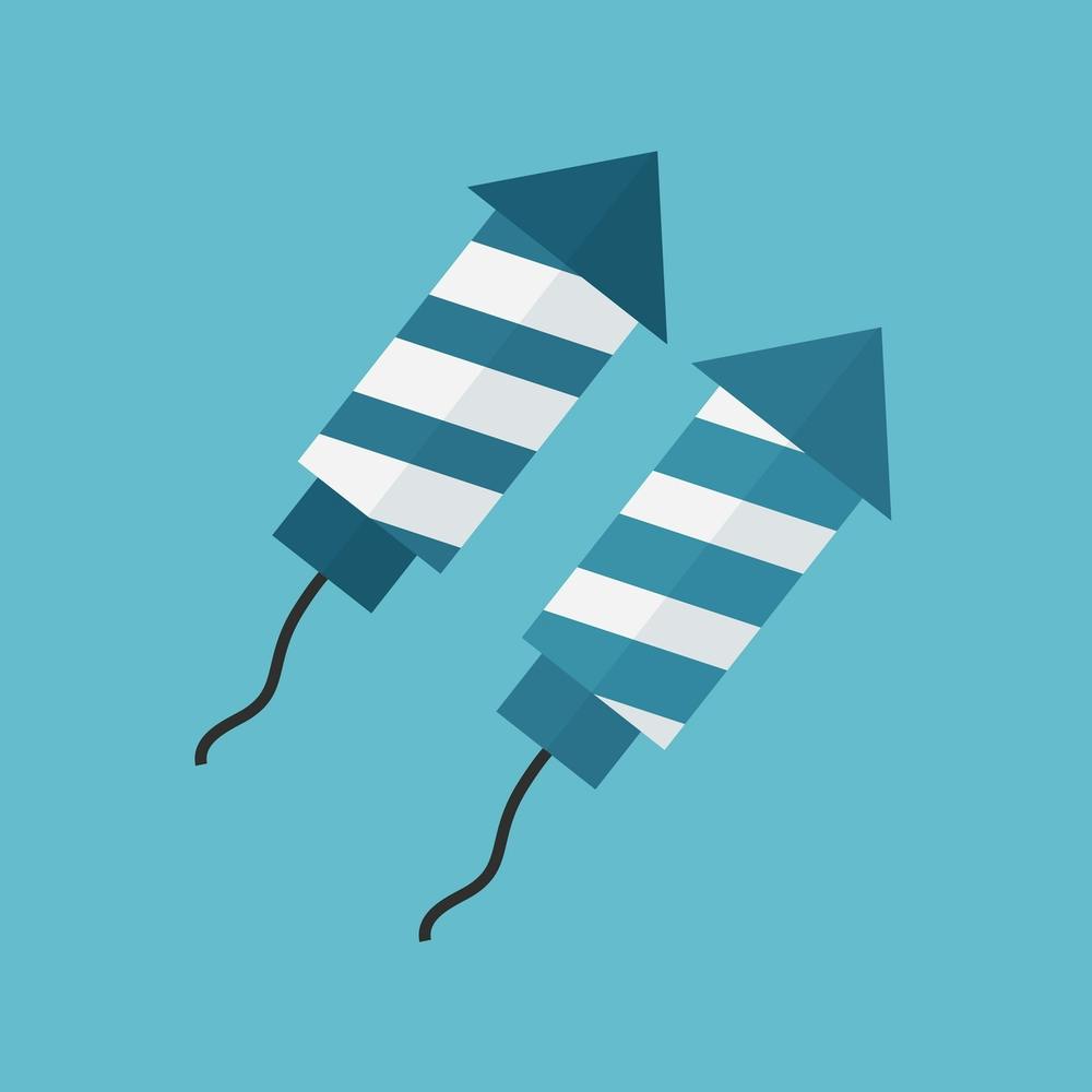 Firework Rockets Icon In Flat Design