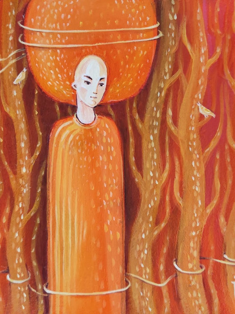 Woman In The Autumn Forest