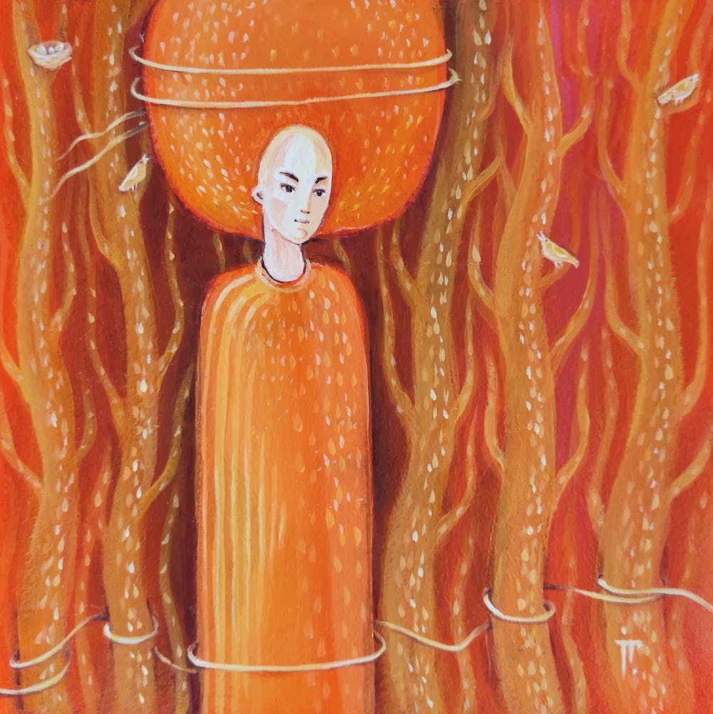 Woman In The Autumn Forest