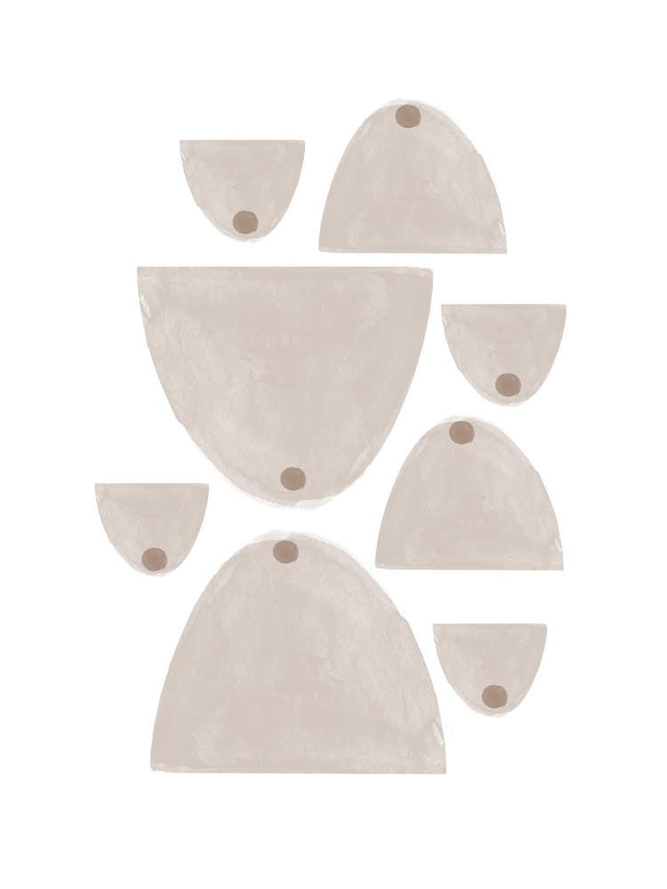 Minimalistische Komposition weißer Formen, rustikale Kunst