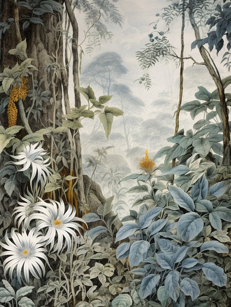 Vintage Jungle Botanical Illustration Passion Flower 3