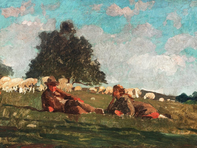 Boy And Girl In A Field With Sheep (1878), Winslow Homer
