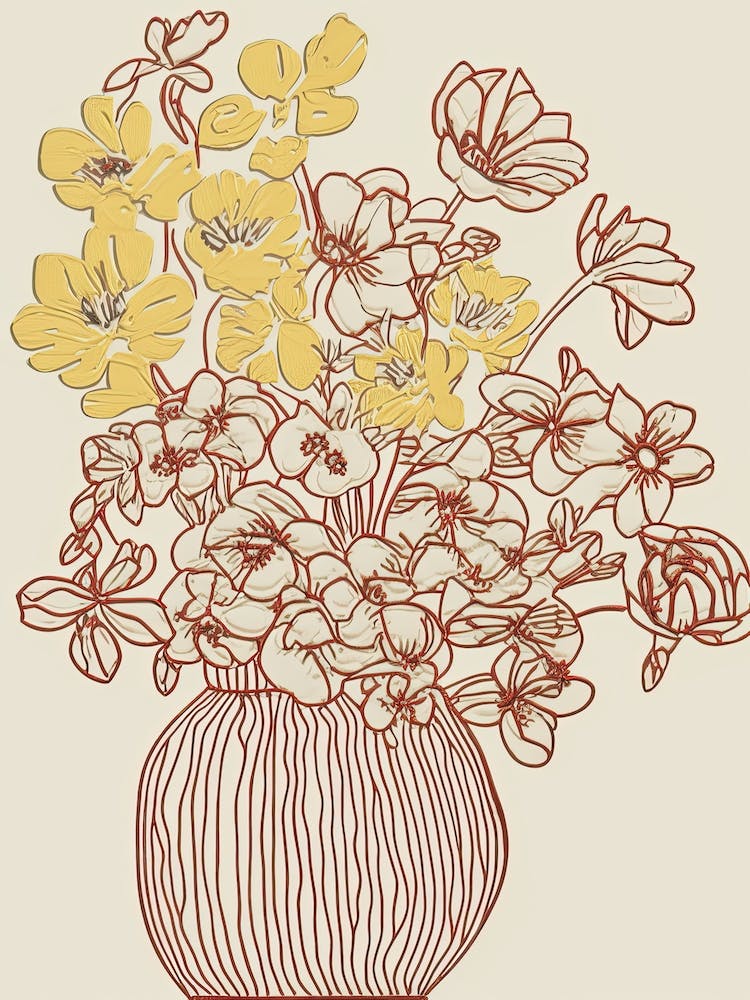 Floral Still Life Sketch Line Art 7