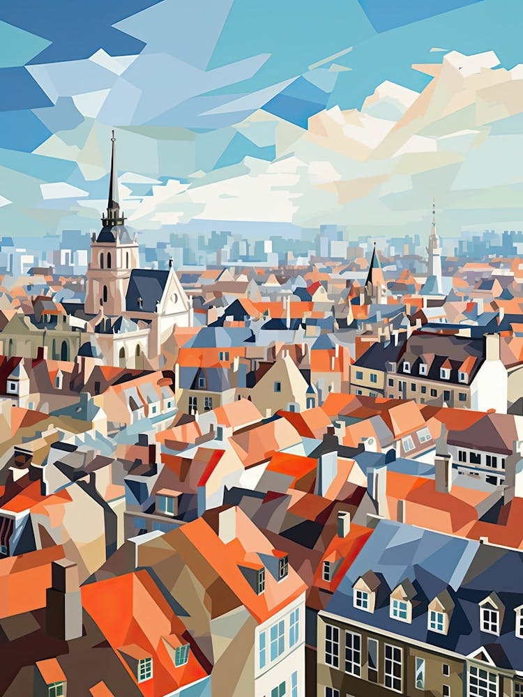 Brussels, Belgium, Geometric Illustration 3