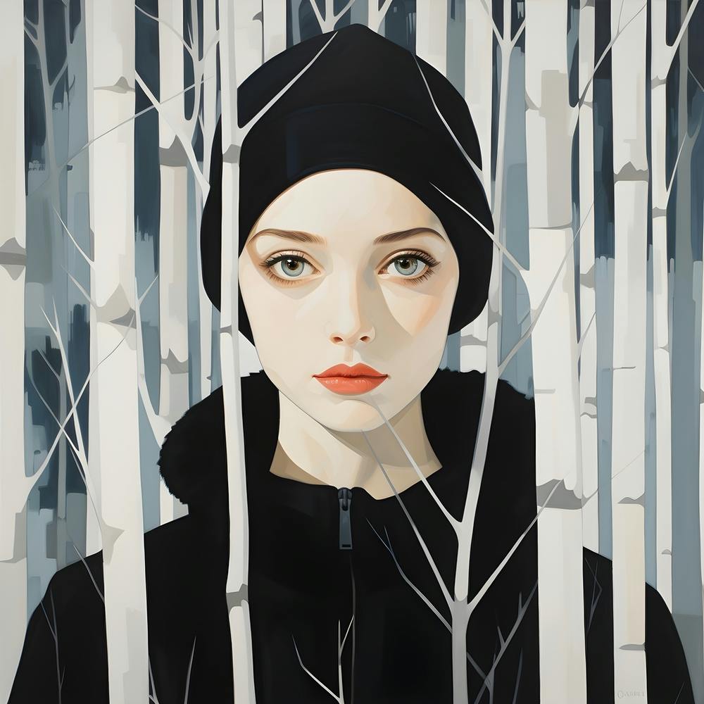 Woman and Trees in Winter 1