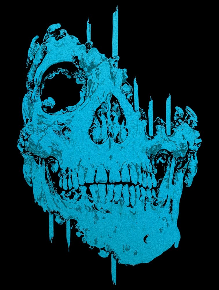 Frozen Skull Eerie Blue Decay