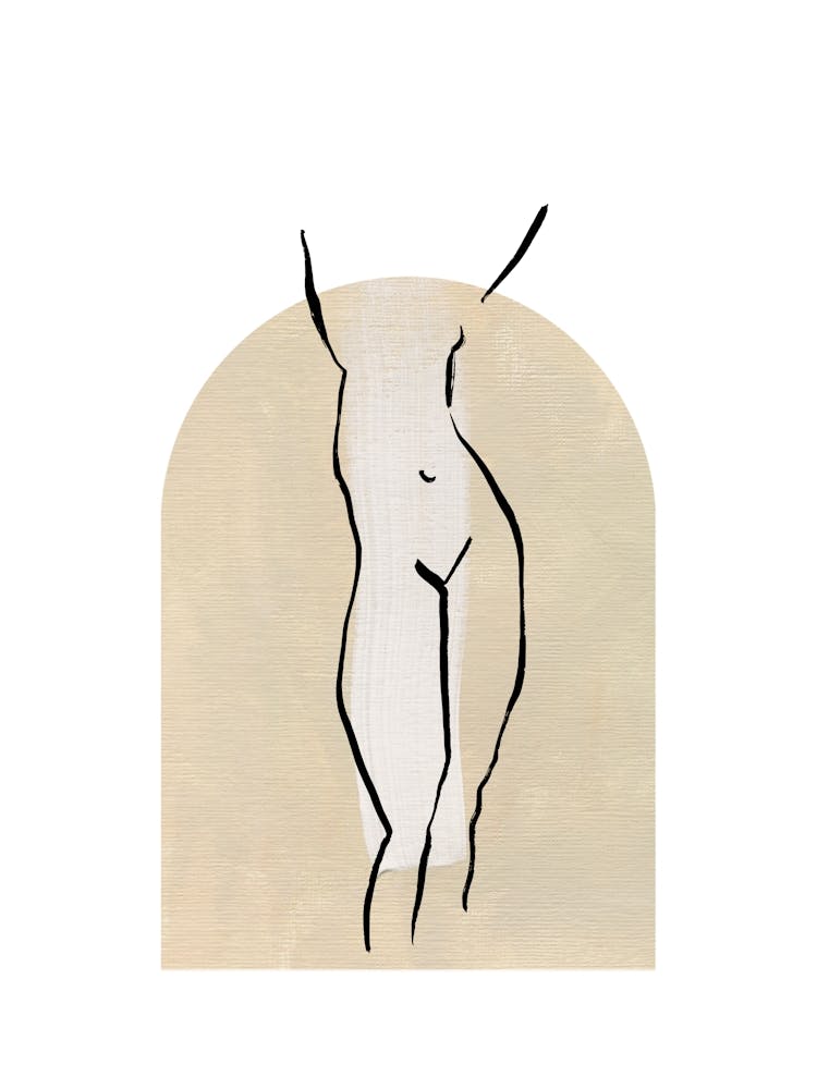 Abstract Neutral Painting Woman Body Line
