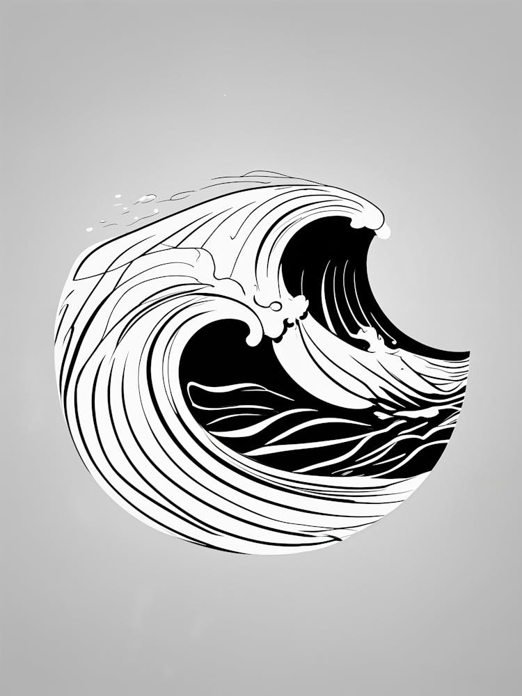 Black And White Wave no4