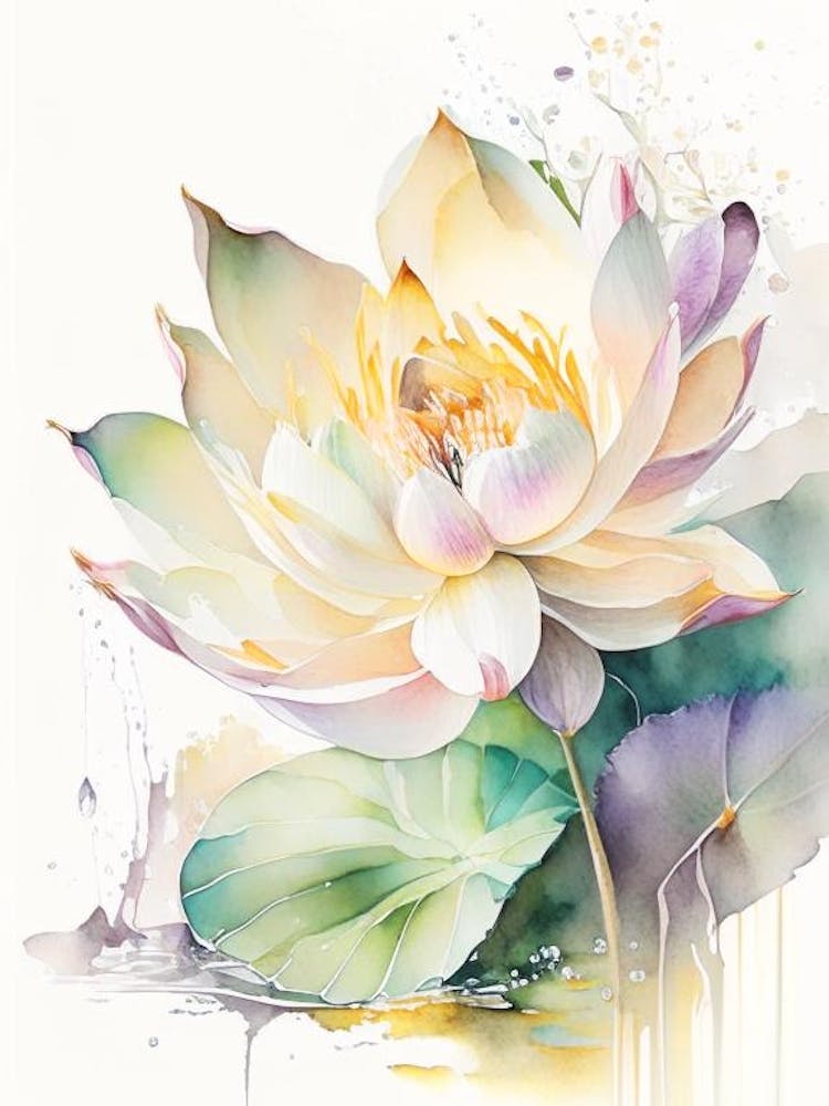 Lotus Flower Bouquet Storybook Watercolour 4