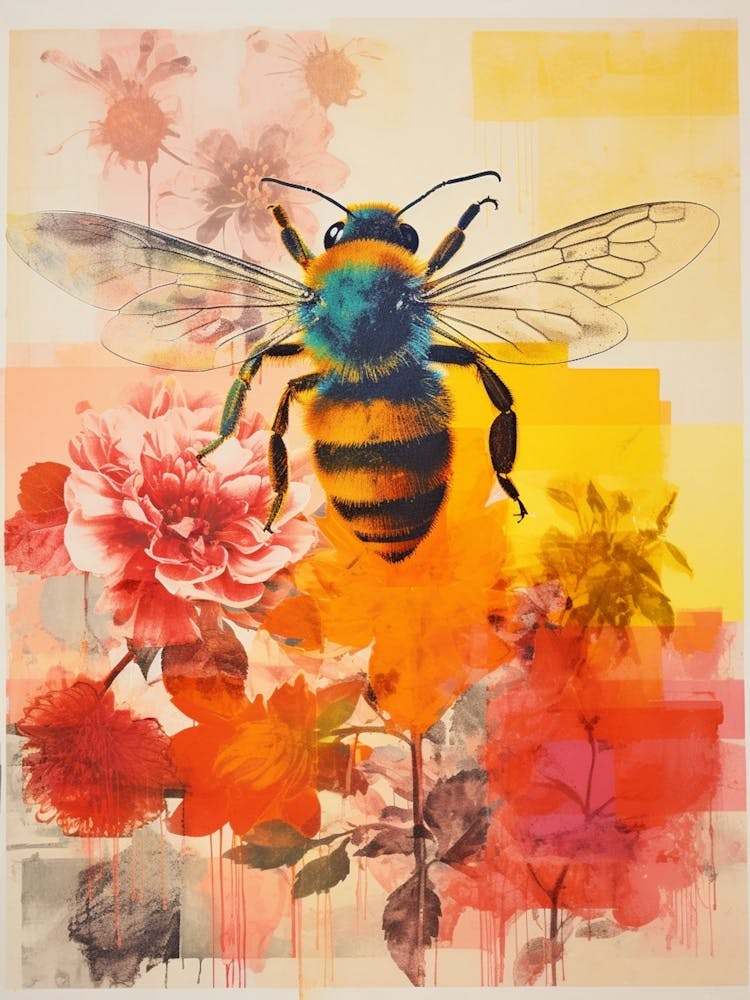 Floral Bees Screen Print Inspired 3