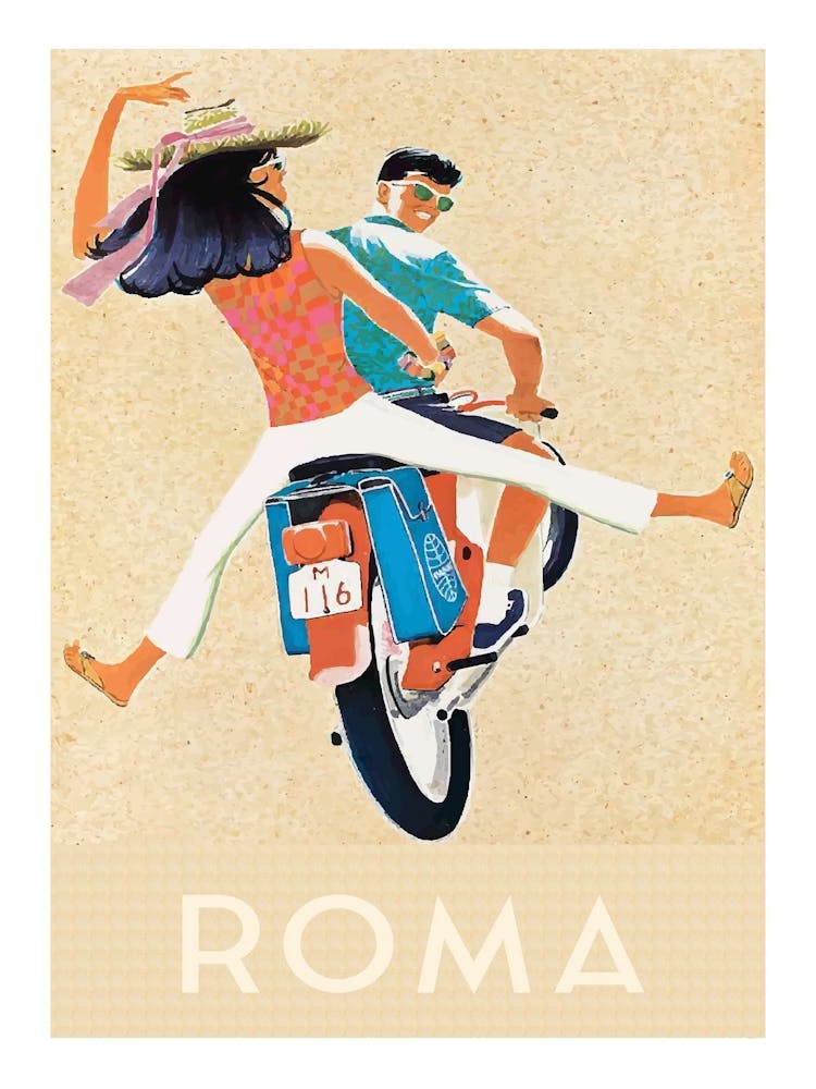 Vespa Print, 60s Moped Scooter Mid Century Modern Wall Art Pop Art Retro Print Vintage Travel Poster Rome Italy Print 1