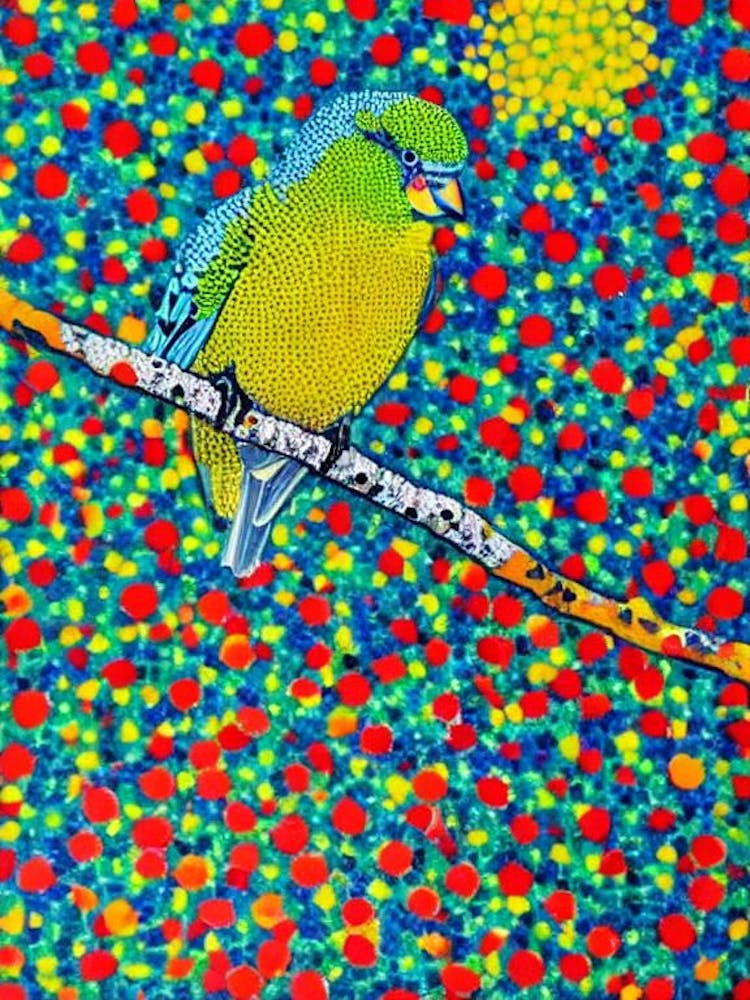 Budgerigar Yayoi Kusama Style Illustration Bird