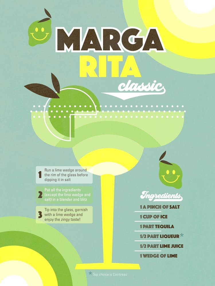 Retro Cocktail Margarita Turquoise Green