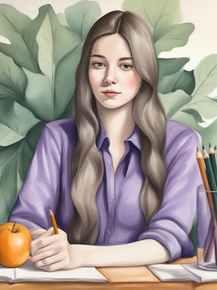 Girl Sitting At A Desk