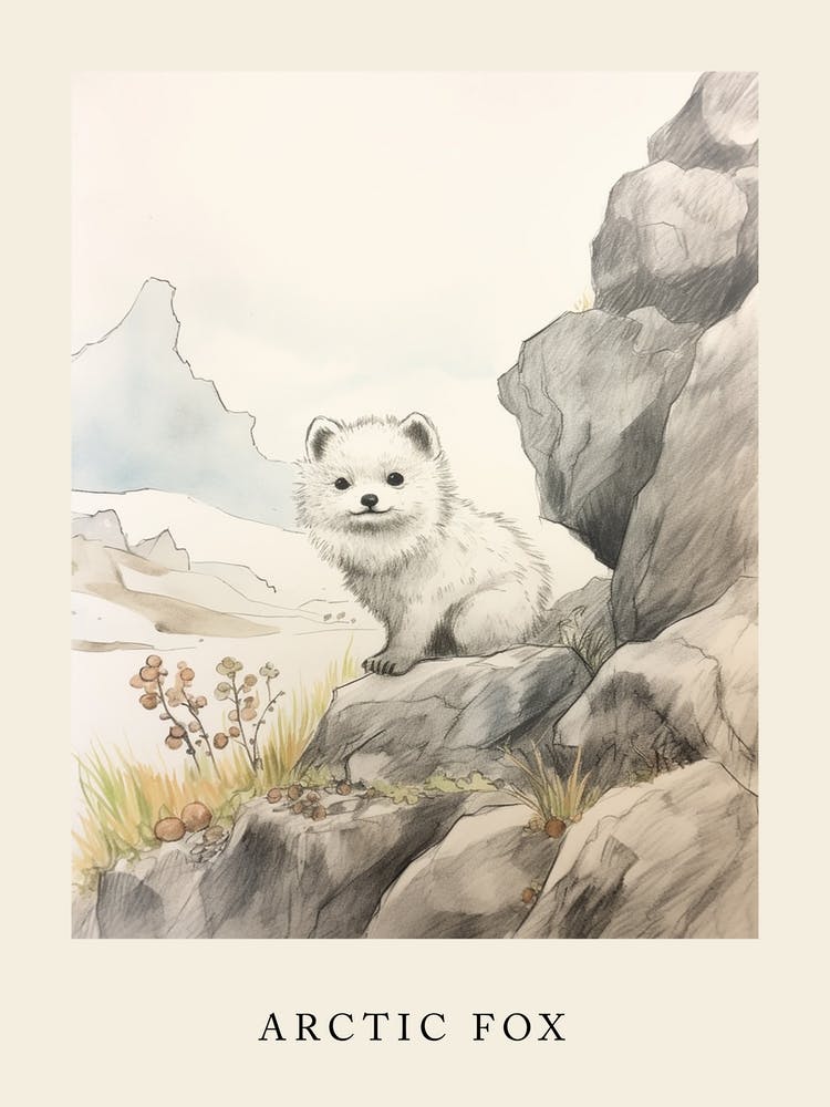Beatrix Potter Inspired  Animal Watercolour Arctic Fox 1