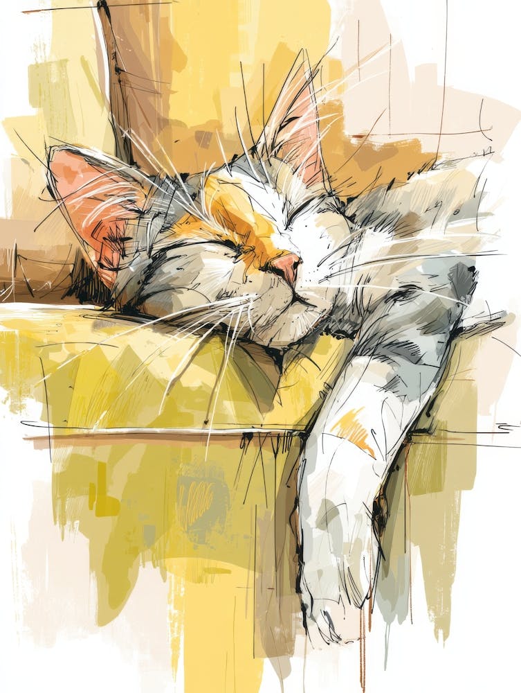 Watercolor Cat On The Couch 10