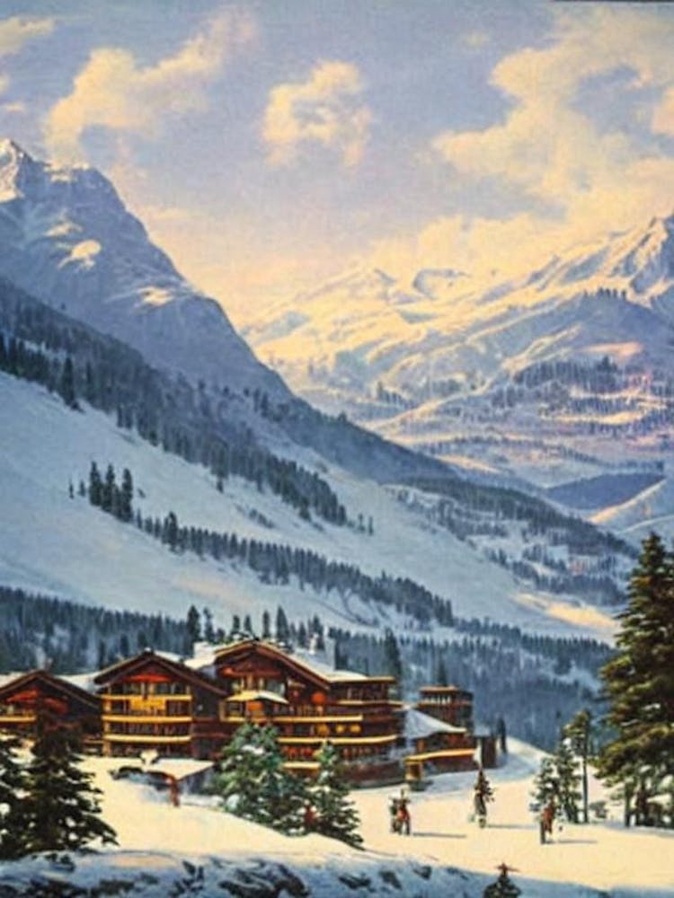 La Parva, Chile Ski Resort Vintage Landscape 1 Skiing Poster