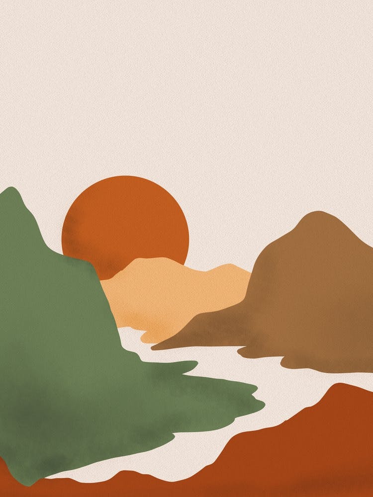 Sunset River Mountains