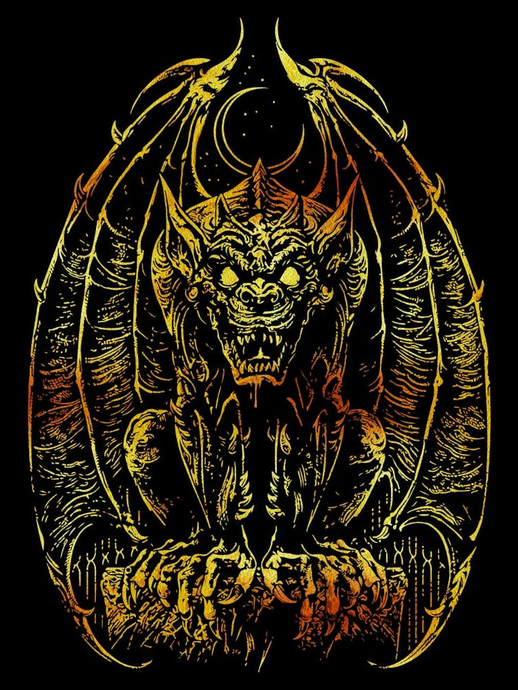 Moonlit Gargoyle Gothic Artwork