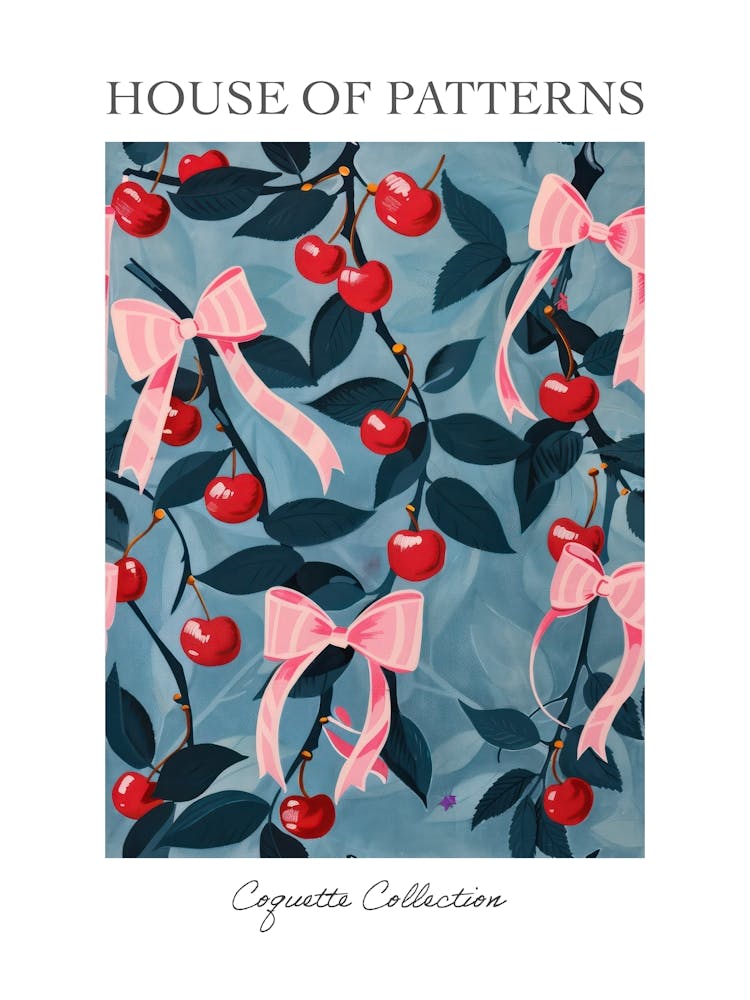 Folk Pink Bows 2 Pattern Poster