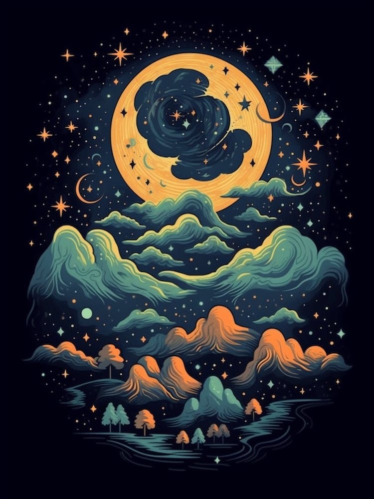 The Moon And Clouds Celestial 1