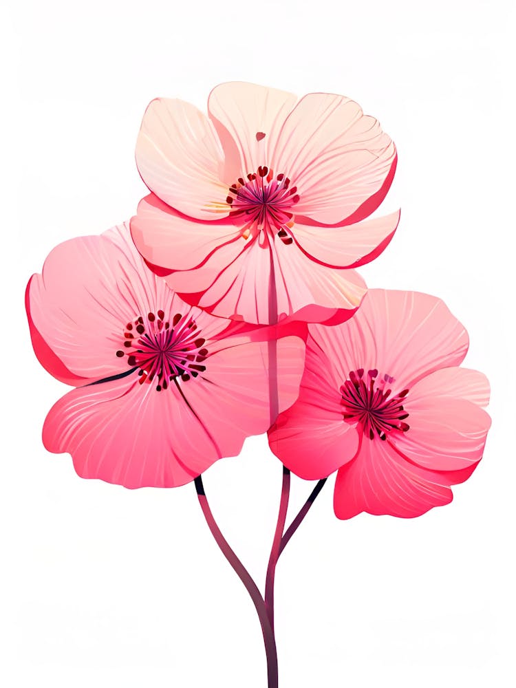 Pink Poppy Flower Vector Illustration