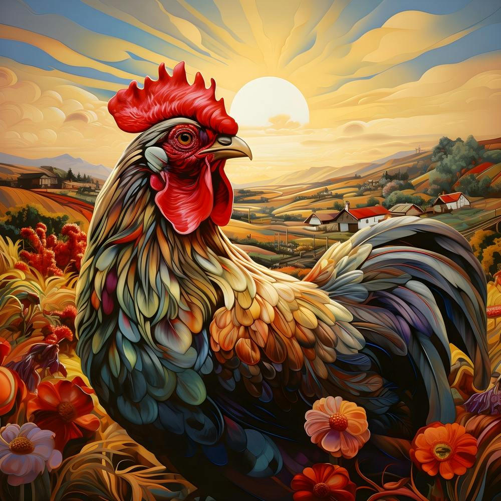 Rooster In The Field 7