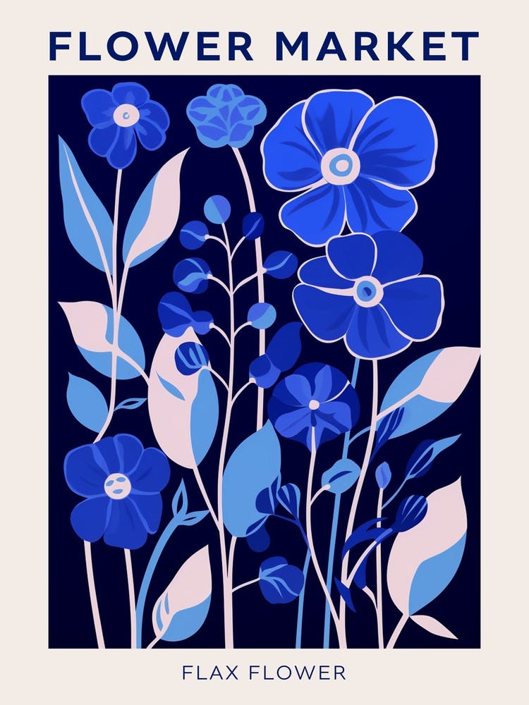 Blue Flower Market Poster Flax Flower Market Poster 4