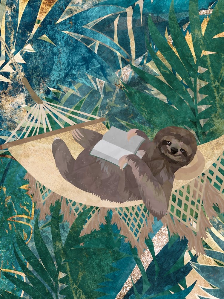 Sloth Reading In A Hammock