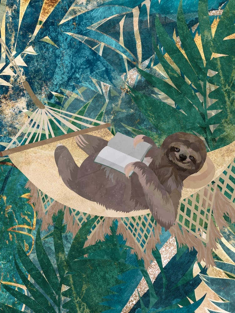 Faultier Lesend In Einer Hängematte Art Print by Sarah Manovski – Fy!