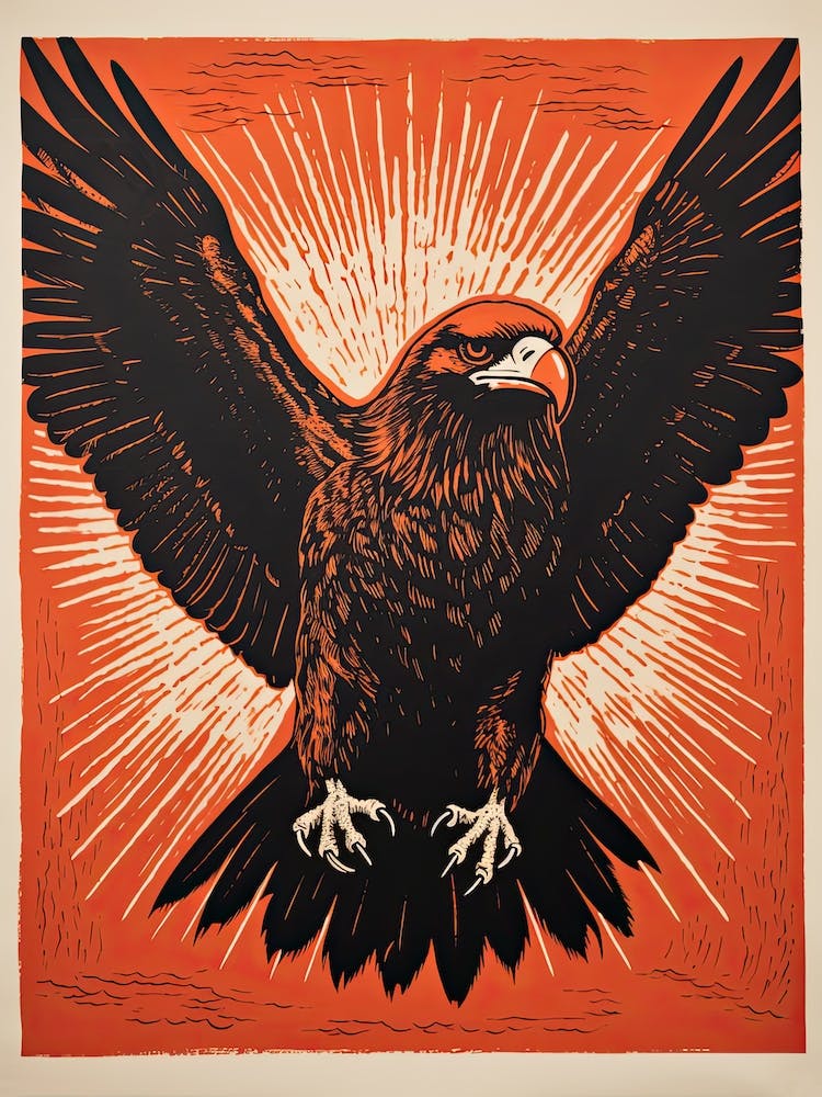 Eagle, Woodblock Animal  Drawing 3