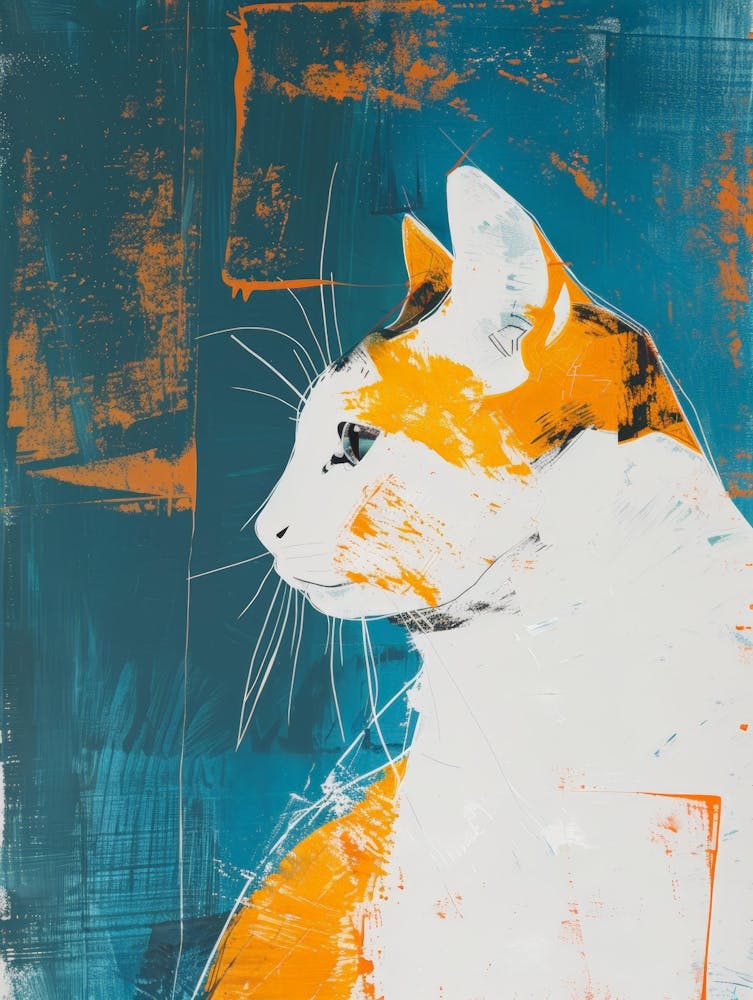 Cat In Blue And Orange