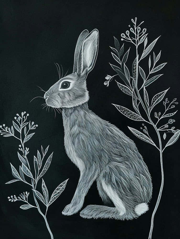 Silver Marten Rabbit Minimalist Illustration 4