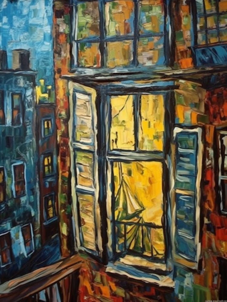 Window View Of San Francisco In The Style Of Expressionism 4
