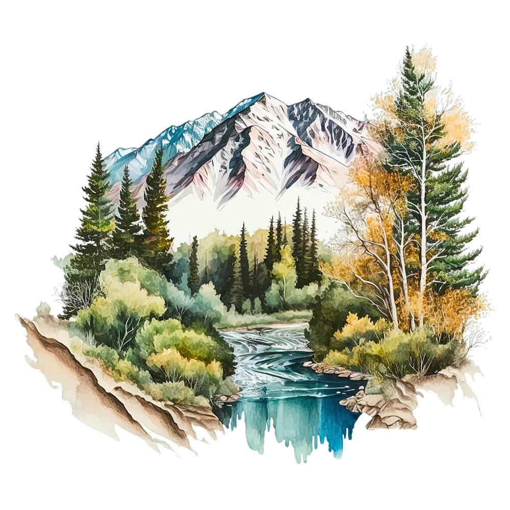 Watercolor Of A River 2