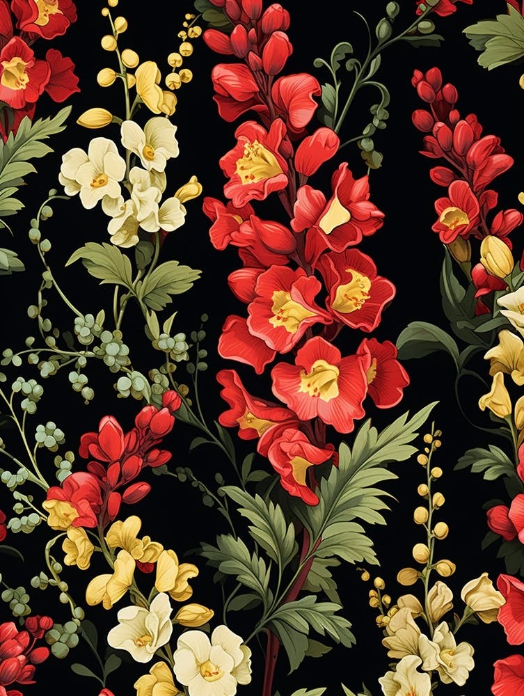 Snapdragon 2 William Morris Style Winter Florals