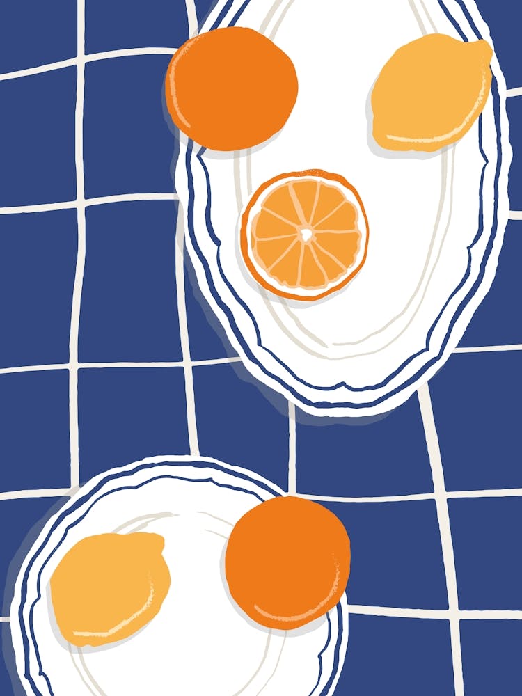 Food Illustration Oranges Preppy Contemporary Kitchen