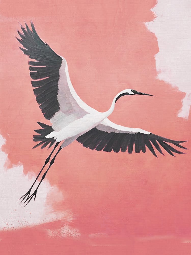 Bird flying pink background