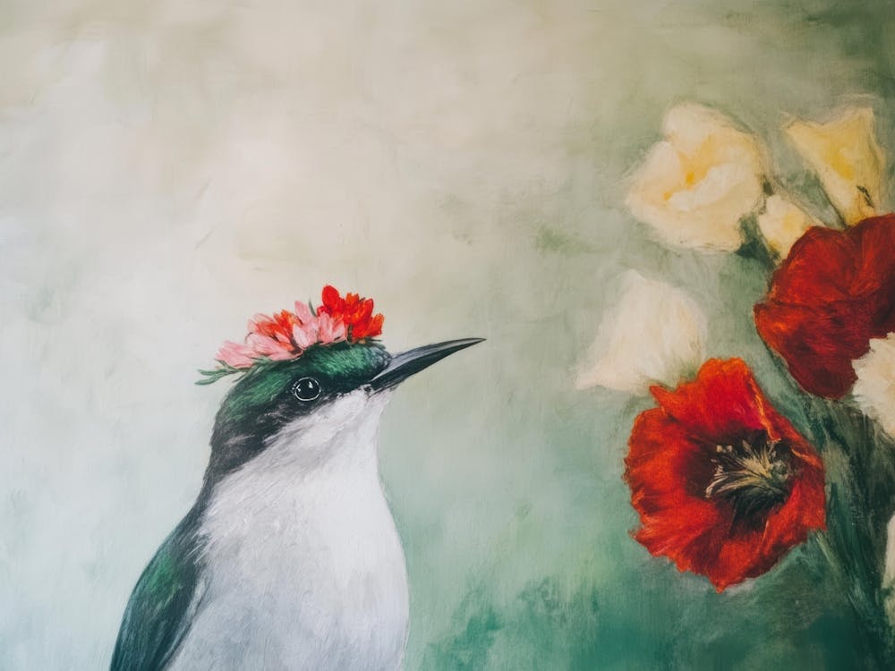 Hummingbird With Flowers