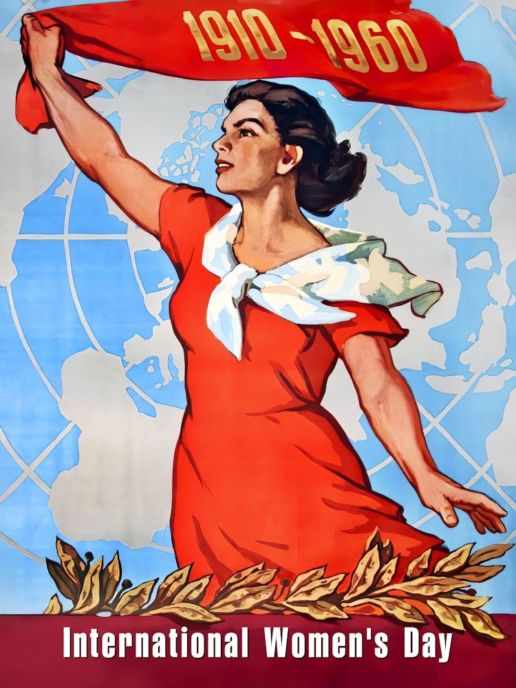 International Women's Day, March 8, USSR, 1970 — Soviet retro poster, Feminist Poster, soviet vintage art, soviet propaganda