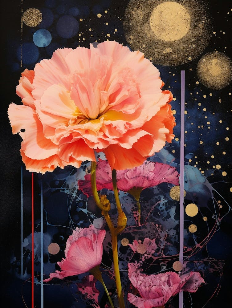 Surreal Florals Carnation Dianthus 2 Flower Painting