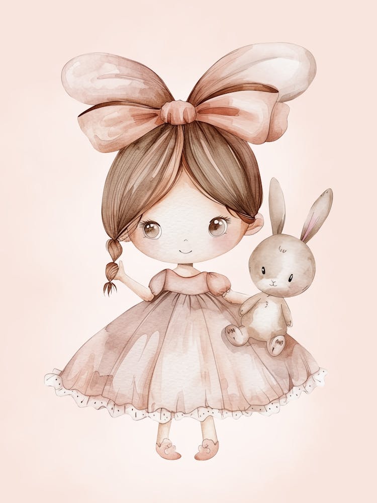 Cute Baby Girl Watercolor