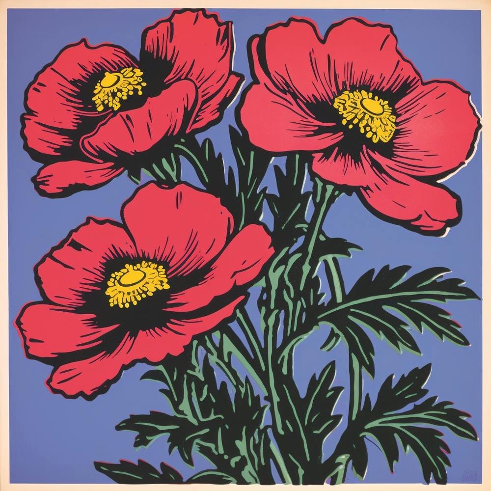 Anemone 1 Pop Art Illustration Square