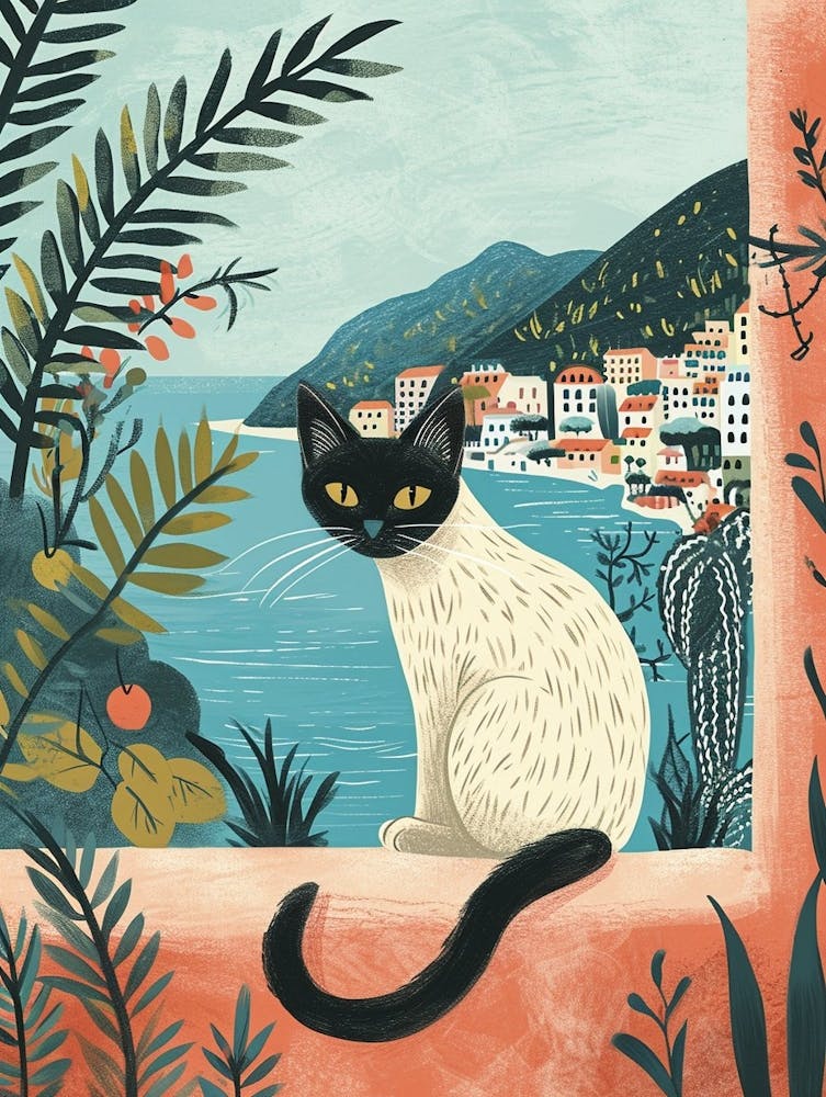 Siamese Cat Storybook Illustration 1