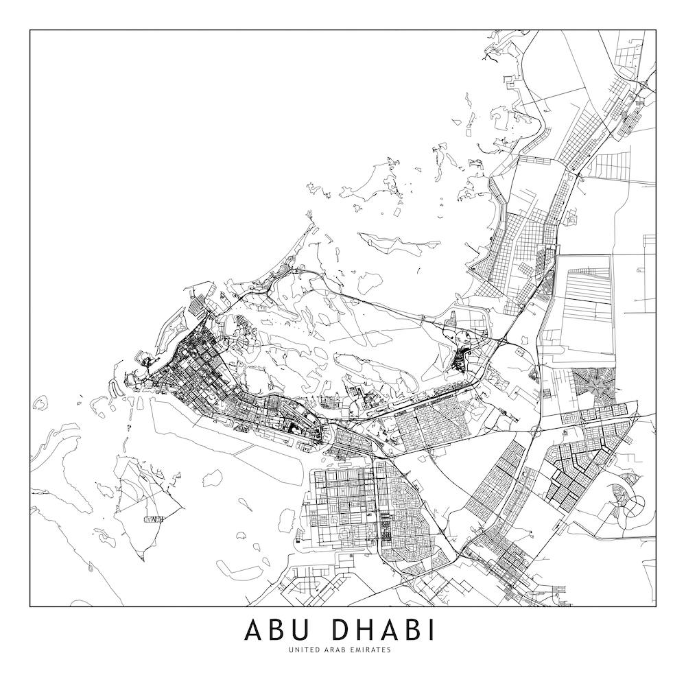 Abu Dhabi White Map Square